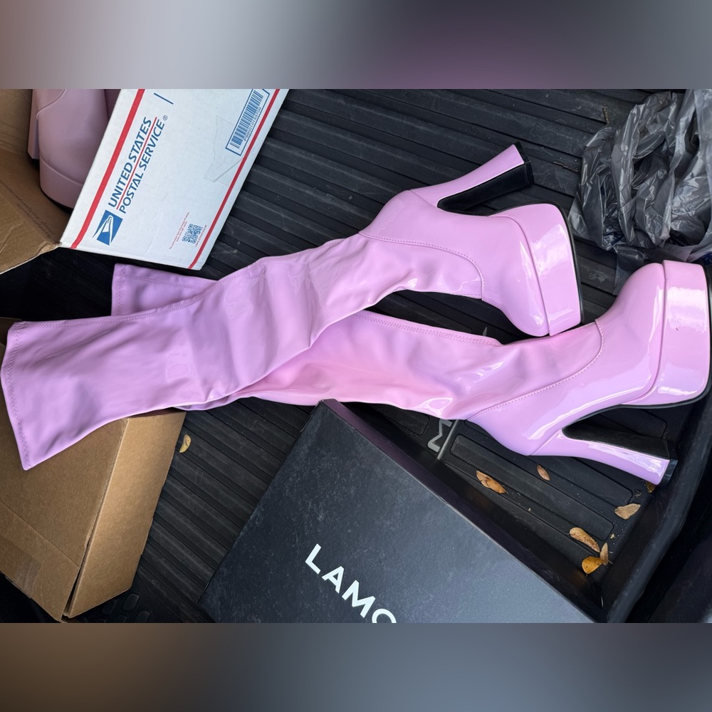 Pink Women's High Heel Boots
